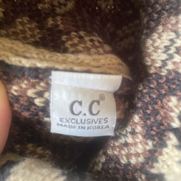 C. C Baby Pom Pom Beenie Hats Leopard Print And Solid Grey - Picture 9 of 12